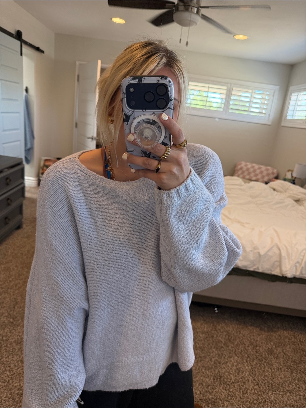 Abercrombie Oversized Cozy Crewneck Women’s Sweater Light Blue/Gray